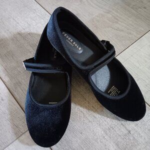 Black Velveteen Mary Jane Slip On Ballet Flat
